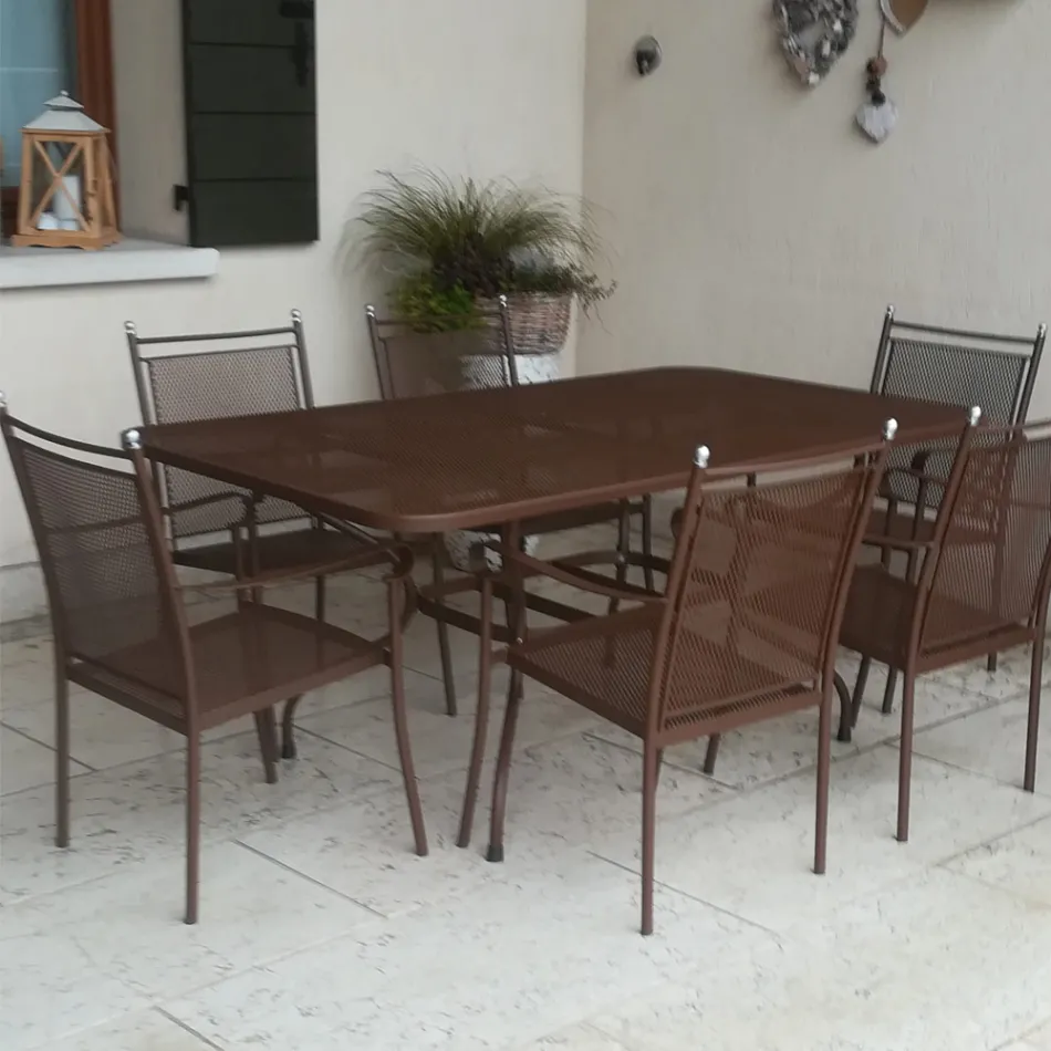 180 cm metalen tuintafel met gaas, gemaakt in Italië - Lirion Viadurini