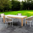 Tuintafel met 4 stoelen in aluminium en geweven - Artes Viadurini