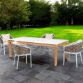 Tuintafel met 4 stoelen in aluminium en geweven - Artes