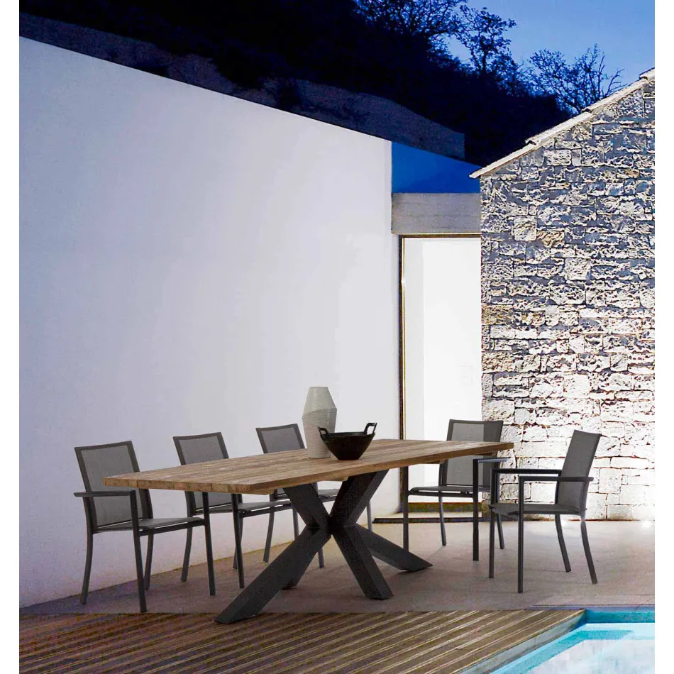 Tuintafel met blad in teakhout van Homemotion - Cowen Design Viadurini