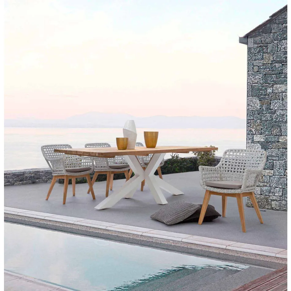 Tuintafel met blad in teakhout van Homemotion - Cowen Design Viadurini