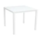 Tuintafel met structuur van gelakt aluminium en glazen blad - Salim Viadurini