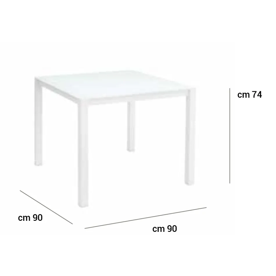 Tuintafel met structuur van gelakt aluminium en glazen blad - Salim Viadurini