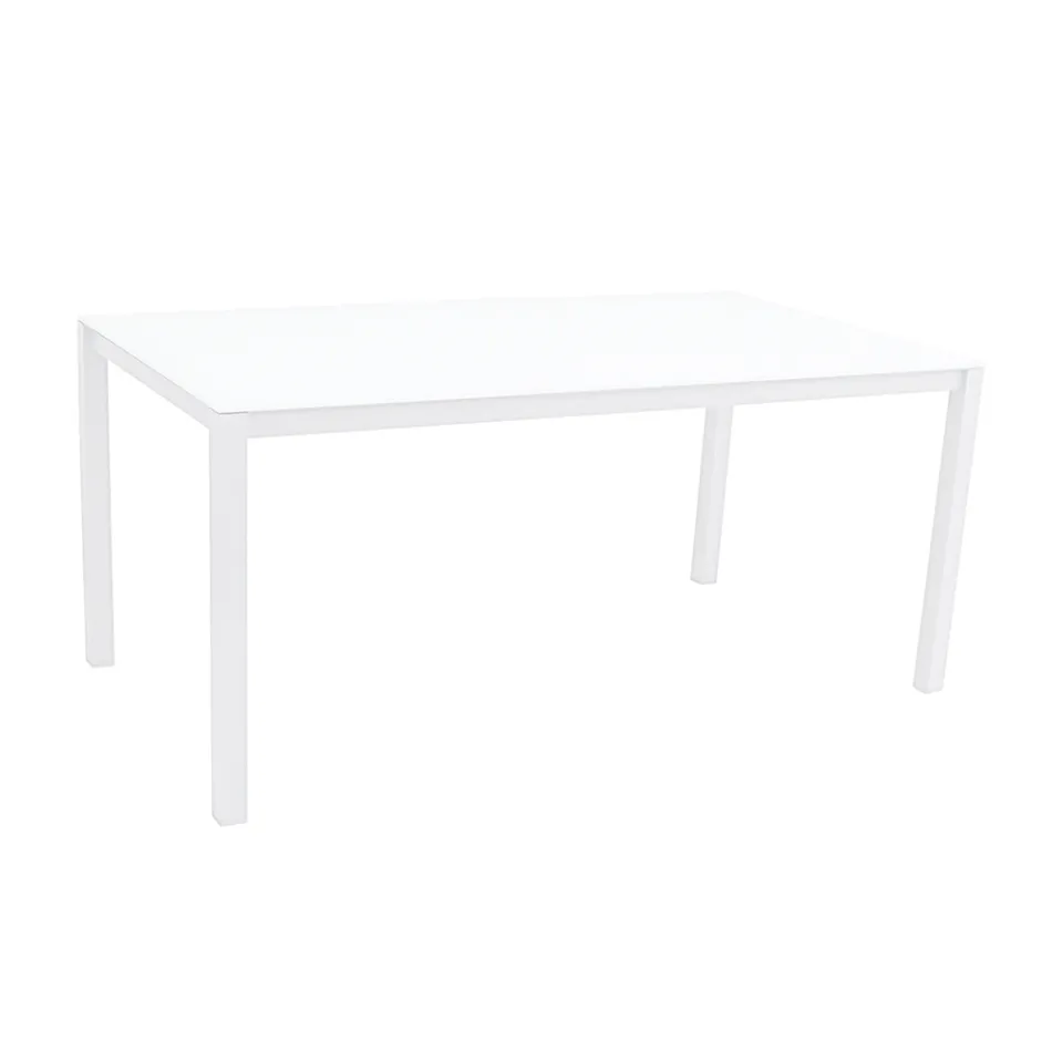 Tuintafel met structuur van gelakt aluminium en glazen blad - Salim Viadurini