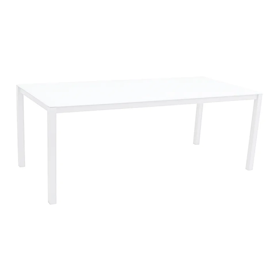 Tuintafel met structuur van gelakt aluminium en glazen blad - Salim Viadurini