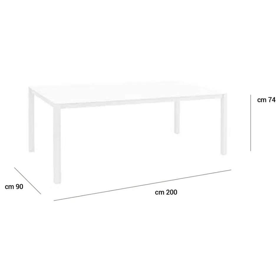 Tuintafel met structuur van gelakt aluminium en glazen blad - Salim Viadurini