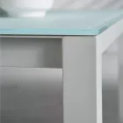 Tuintafel met structuur van gelakt aluminium en glazen blad - Salim Viadurini