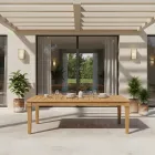 Tuintafel met geborstelde natuurlijke teakstructuur - Artes Viadurini