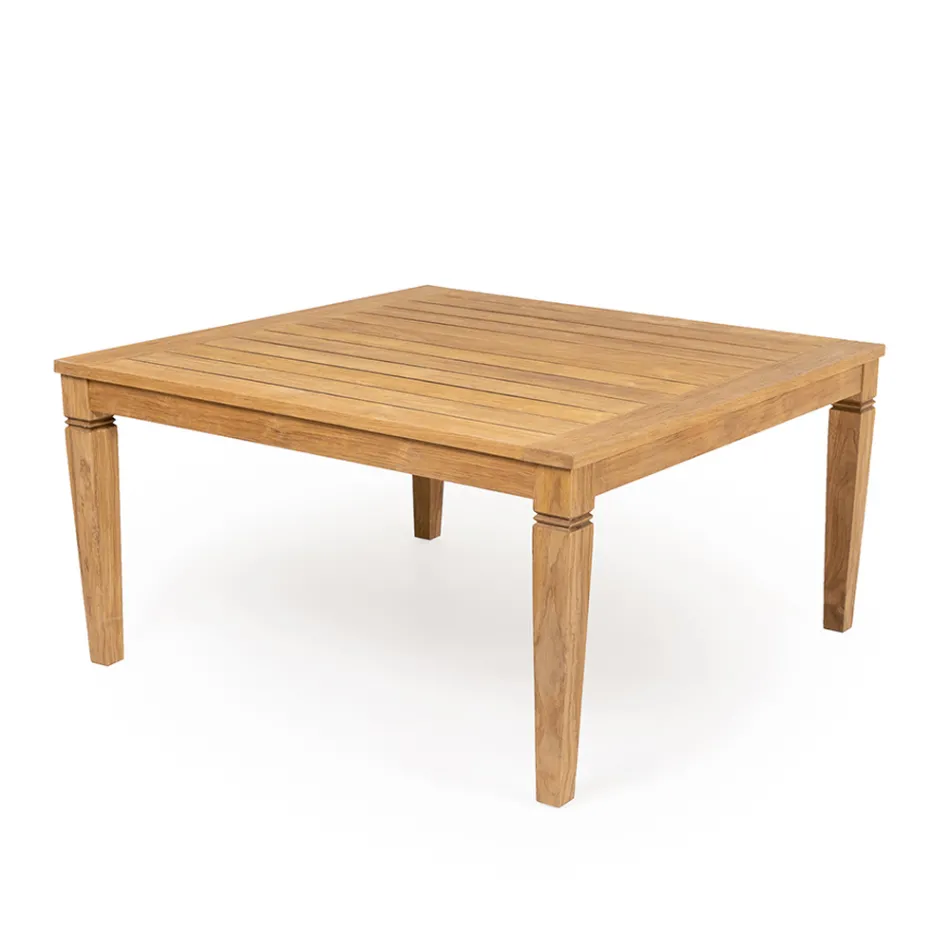 Tuintafel met geborstelde natuurlijke teakstructuur - Artes Viadurini