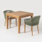 Tuintafel met geborstelde natuurlijke teakstructuur - Artes Viadurini