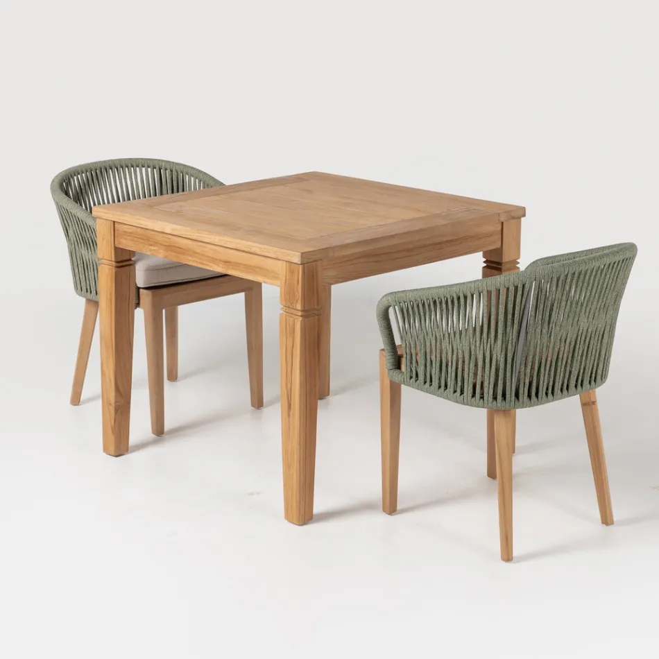 Tuintafel met geborstelde natuurlijke teakstructuur - Artes Viadurini