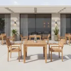 Tuintafel met geborstelde natuurlijke teakstructuur - Artes Viadurini