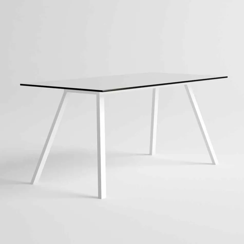 Tuintafel in wit aluminium en laminaat modern design - Oceanië2 Viadurini