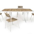 Aluminium en teakhouten tuintafel met 4 stoelen - Eugene Viadurini