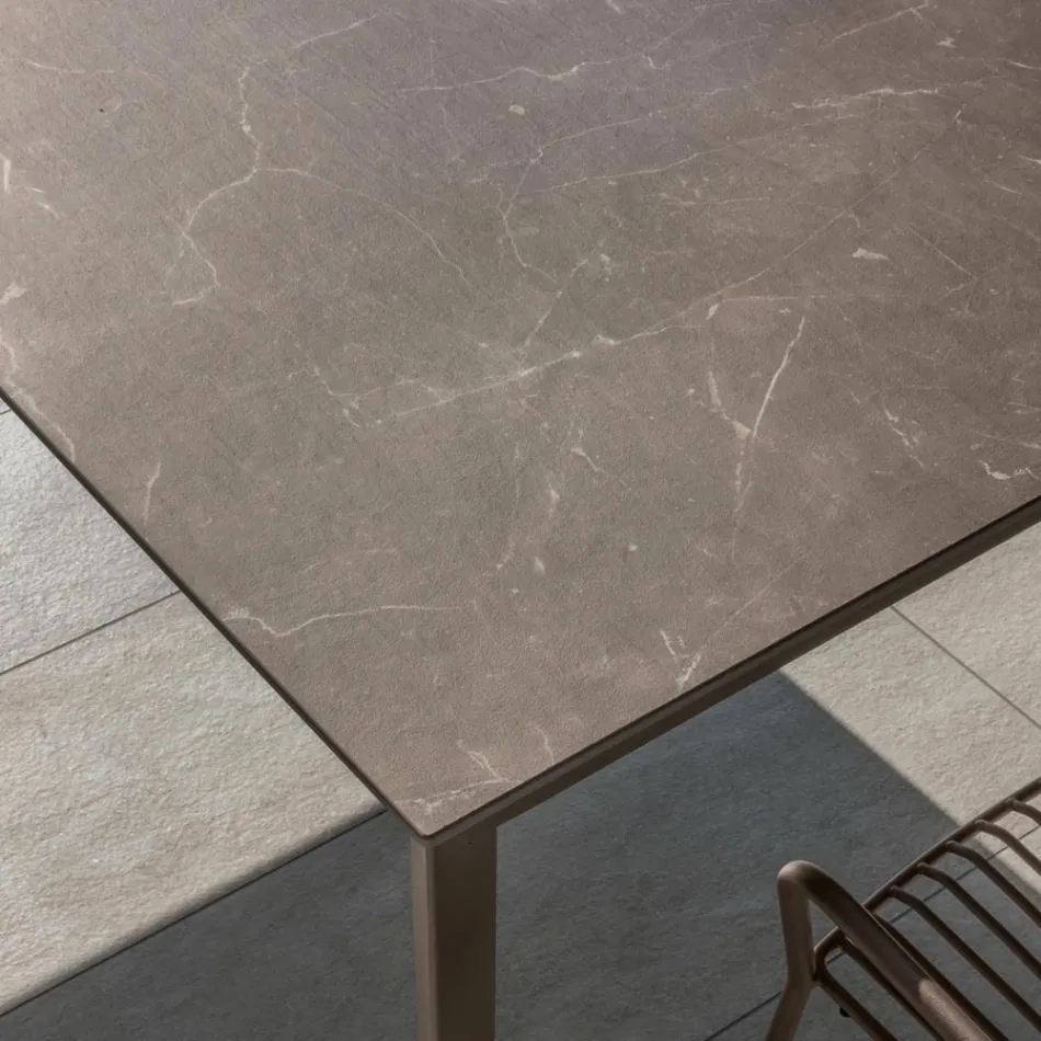 HPL tuintafel met aluminium structuur Made in Italy - Carl Viadurini