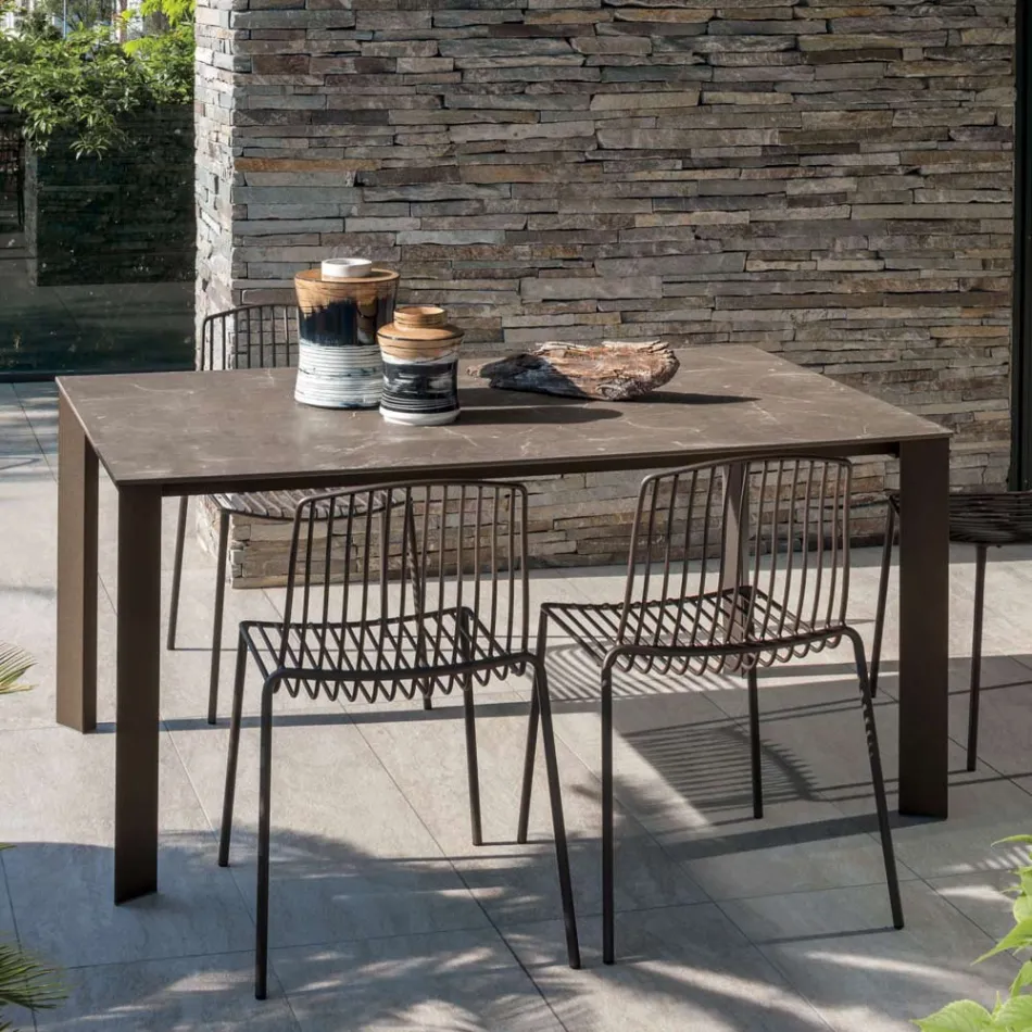 HPL tuintafel met aluminium structuur Made in Italy - Carl Viadurini