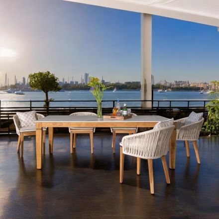 Tuintafel in natuurlijk teakhout en keramisch blad - Artes Viadurini