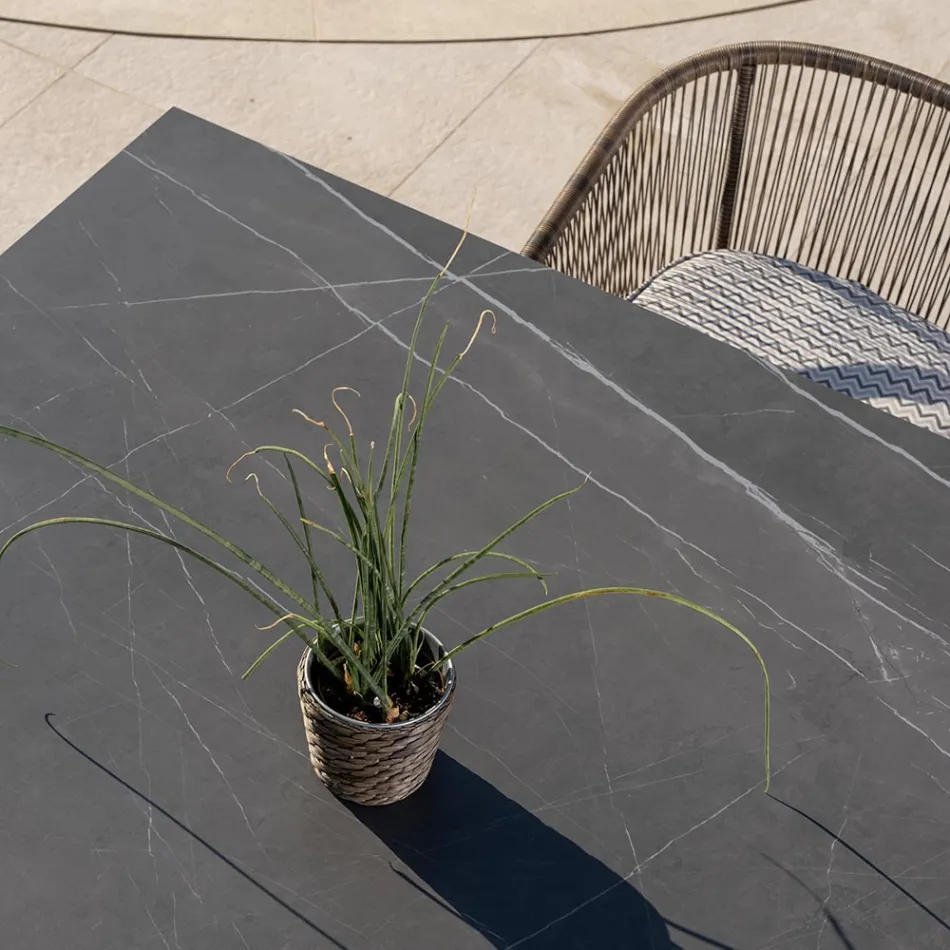 Tuintafel in natuurlijk teakhout en keramisch blad - Artes Viadurini