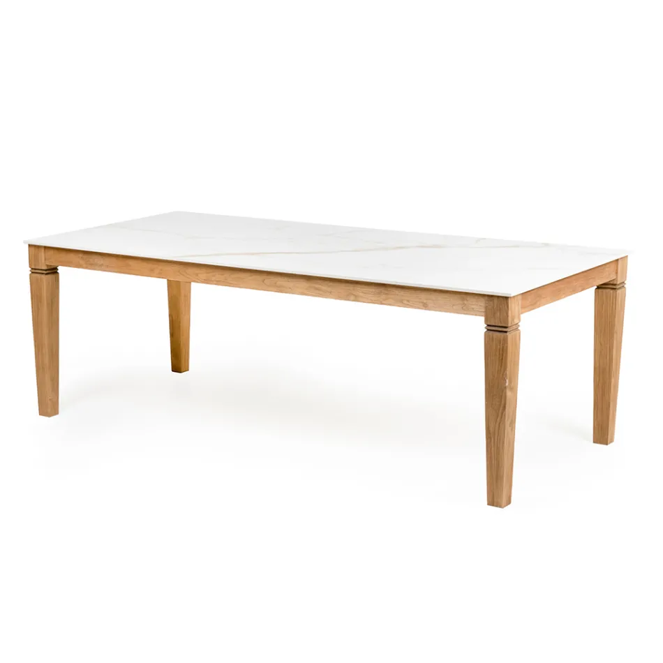 Tuintafel in natuurlijk teakhout en keramisch blad - Artes Viadurini