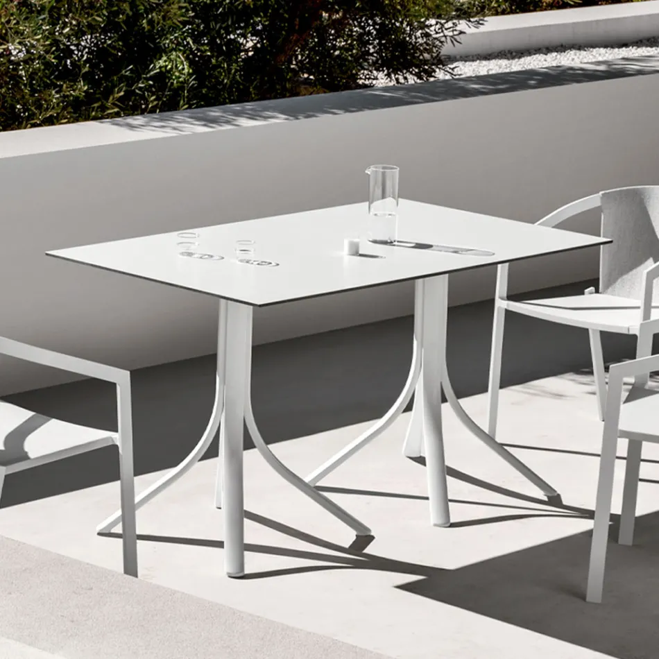 Luxe tuintafel in aluminium en HPL wit of gunmetal - Filomena Viadurini
