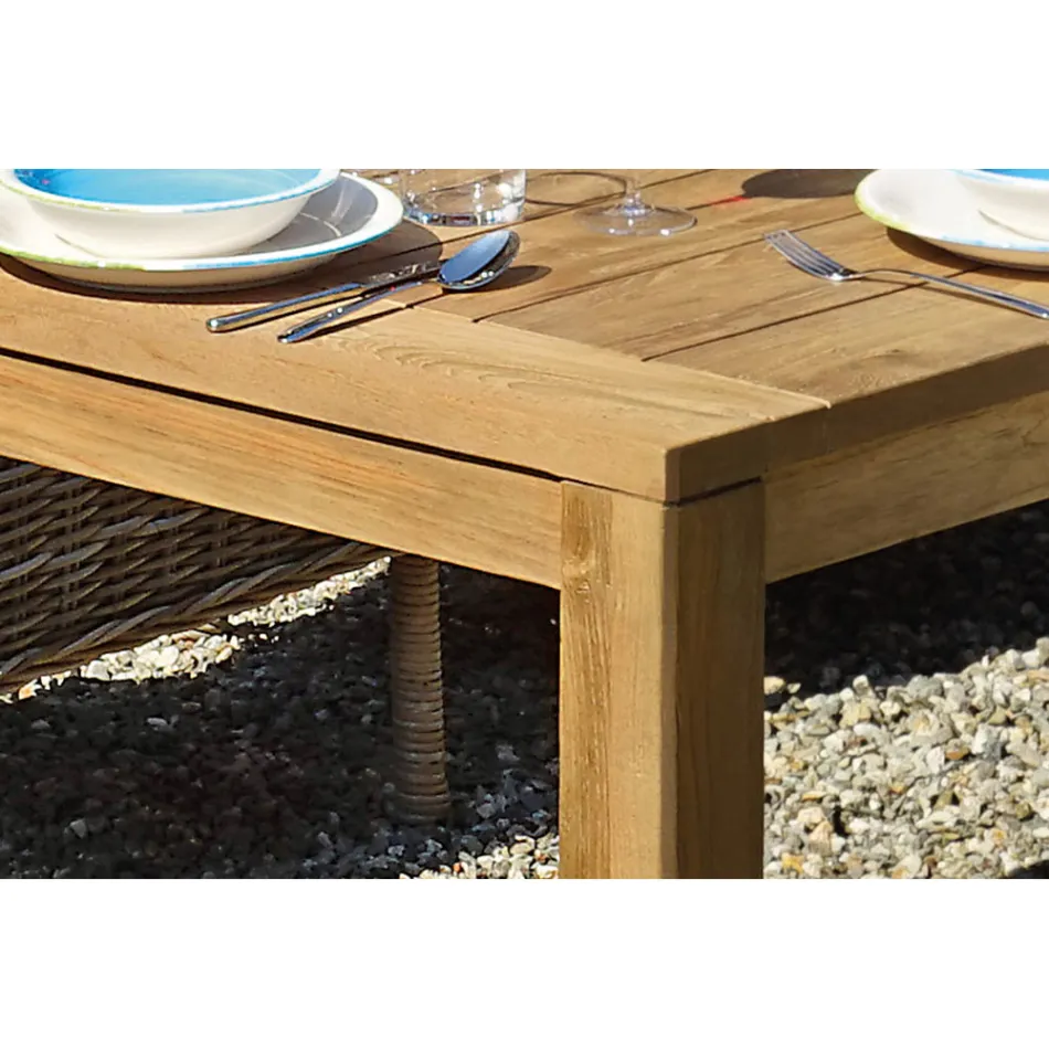 Rechthoekige tuintafel van gerecycled teakhout - Elianto  Viadurini