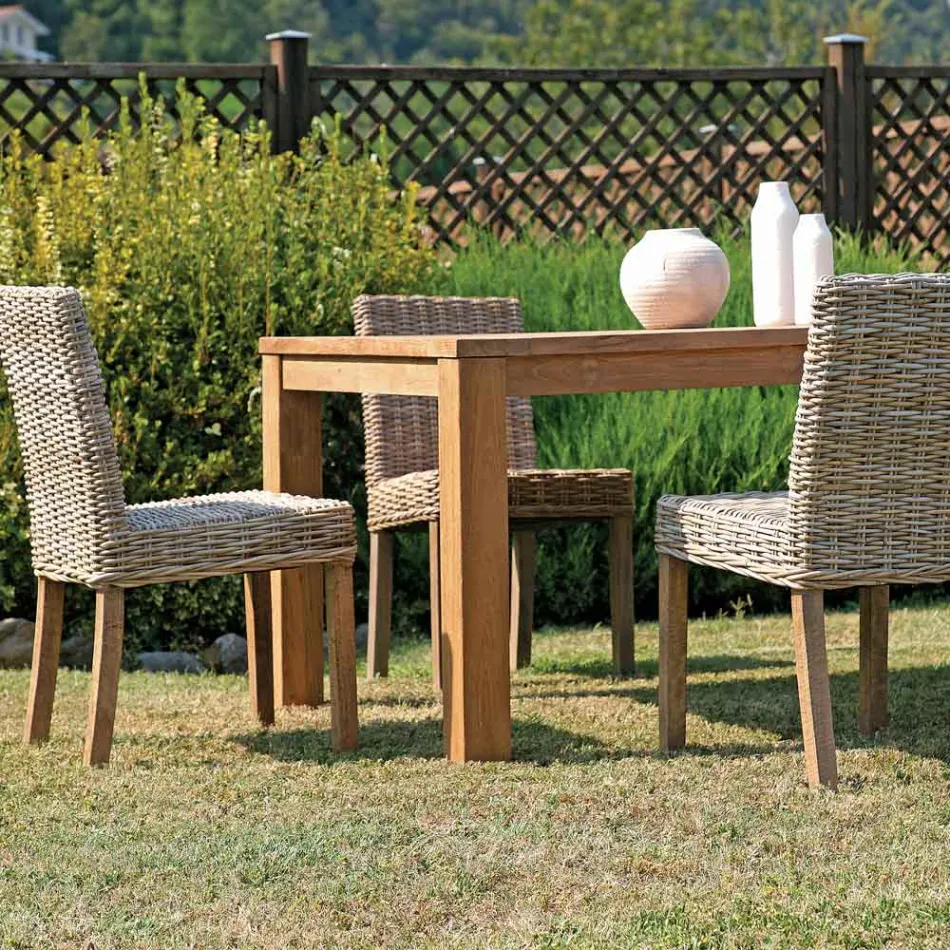Rechthoekige tuintafel van gerecycled teakhout - Elianto  Viadurini