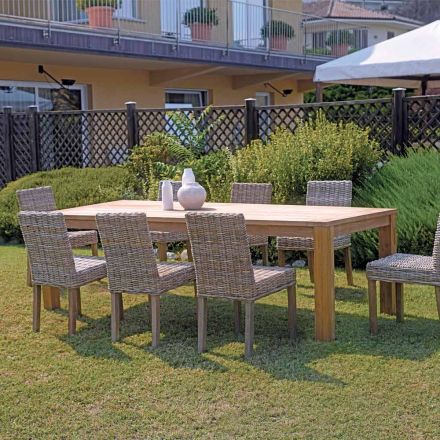 Rechthoekige tuintafel van gerecycled teakhout - Elianto  Viadurini