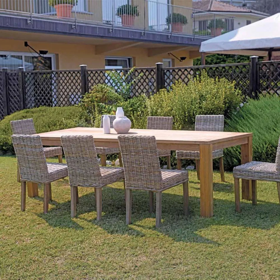 Rechthoekige tuintafel van gerecycled teakhout - Elianto  Viadurini