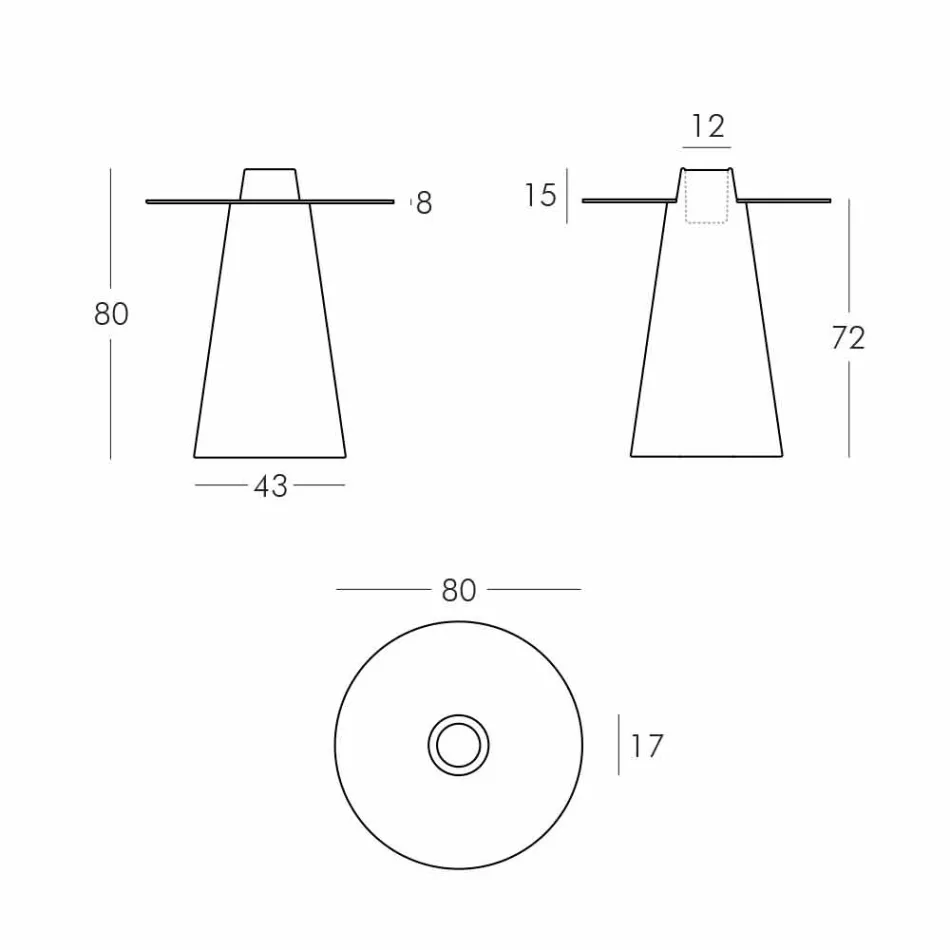 Helder indoor tafelglaasje (H80) polyethyleenglas gemaakt in Italië Viadurini