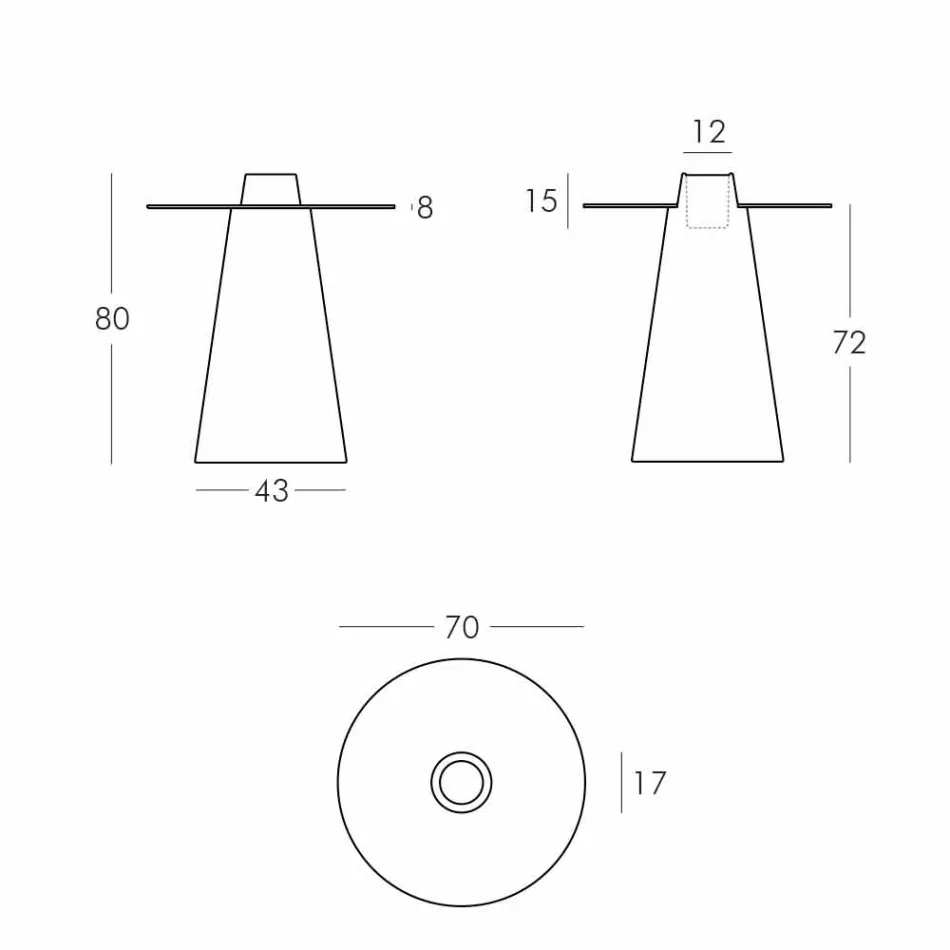 Helder indoor tafelglaasje (H80) polyethyleenglas gemaakt in Italië Viadurini