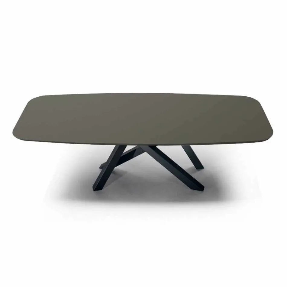 Luxe Made in Italy tonvormige eettafel in Fenix en staal - Settimmio Viadurini