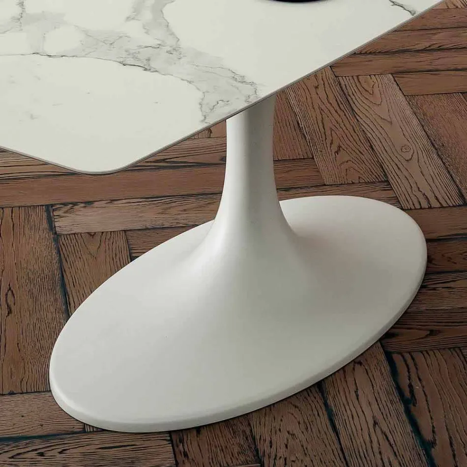 Barrel eettafel in laminaat en synthetisch marmer Made in Italy - Brontolo Viadurini