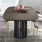 Barrel eettafel in hout en zwart metaal Made in Italy - Alfero Viadurini