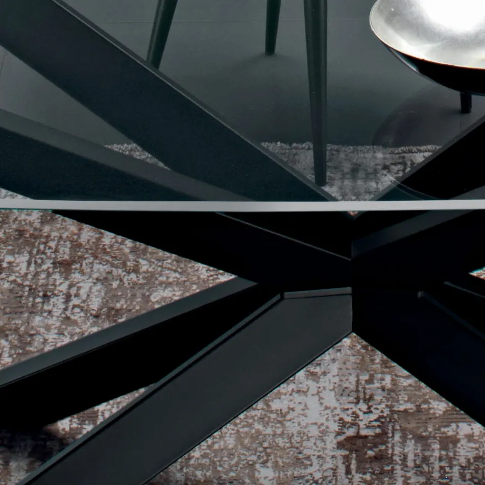 Tonvormige eettafel van glas en staal Made in Italy - Cave Viadurini