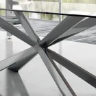 Tonvormige eettafel van glas en staal Made in Italy - Cave Viadurini