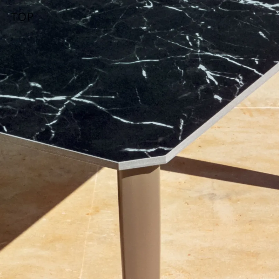 Uitschuifbare buiteneettafel 318 cm in aluminium en steengoed - Filomena Viadurini