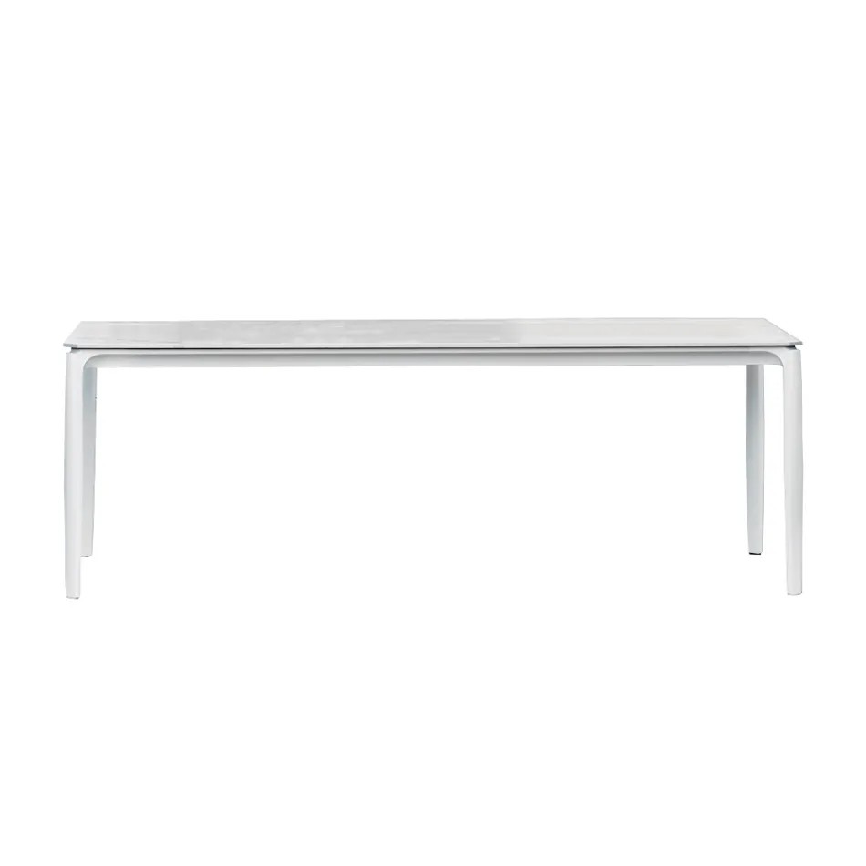 Uitschuifbare buiteneettafel 318 cm in aluminium en steengoed - Filomena Viadurini