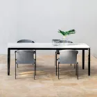 Uitschuifbare buiteneettafel 318 cm in aluminium en steengoed - Filomena Viadurini