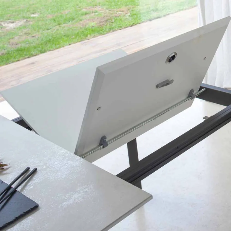 Uitschuifbare eettafel tot 180 cm in keramiek Made in Italy - Pitagora Viadurini