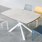 Uitschuifbare eettafel (200/230 cm) van glas, keramiek en metaal - Naisha Viadurini