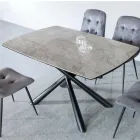 Uitschuifbare eettafel (200/230 cm) van glas, keramiek en metaal - Naisha Viadurini