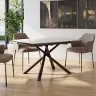 Uitschuifbare eettafel (200/230 cm) van glas, keramiek en metaal - Naisha Viadurini