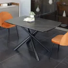 Uitschuifbare eettafel (200/230 cm) van glas, keramiek en metaal - Naisha Viadurini