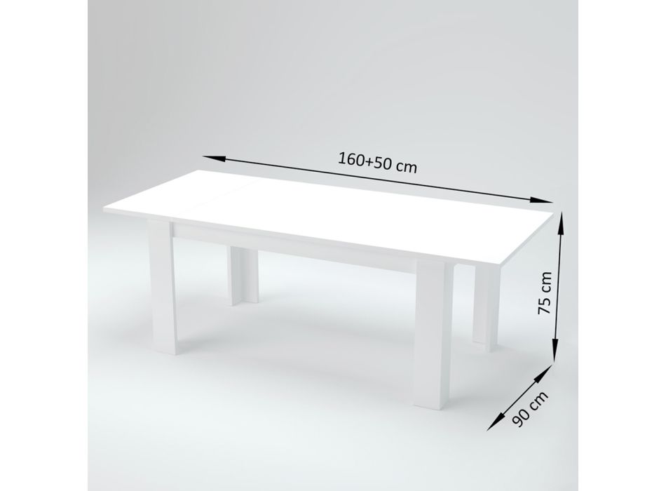 Eettafel Uitschuifbaar tot 210 cm Design in duurzaam hout - Perro Viadurini
