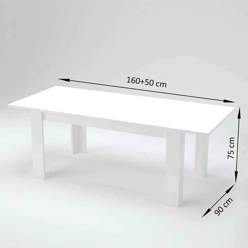 Eettafel Uitschuifbaar tot 210 cm Design in duurzaam hout - Perro Viadurini