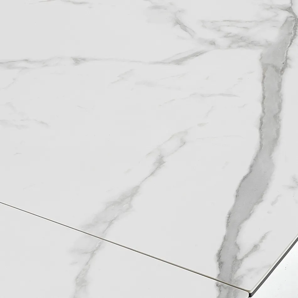 Uitschuifbare eettafel tot 240 cm in keramiek en staal - Reliëf Viadurini