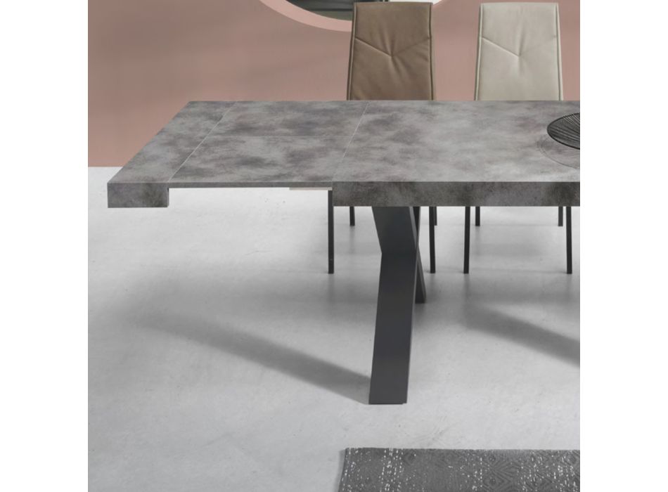 Eettafel uitschuifbaar tot 260 cm modern betoneffect - Lenova Viadurini
