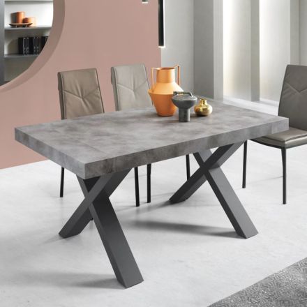 Eettafel uitschuifbaar tot 260 cm modern betoneffect - Lenova Viadurini
