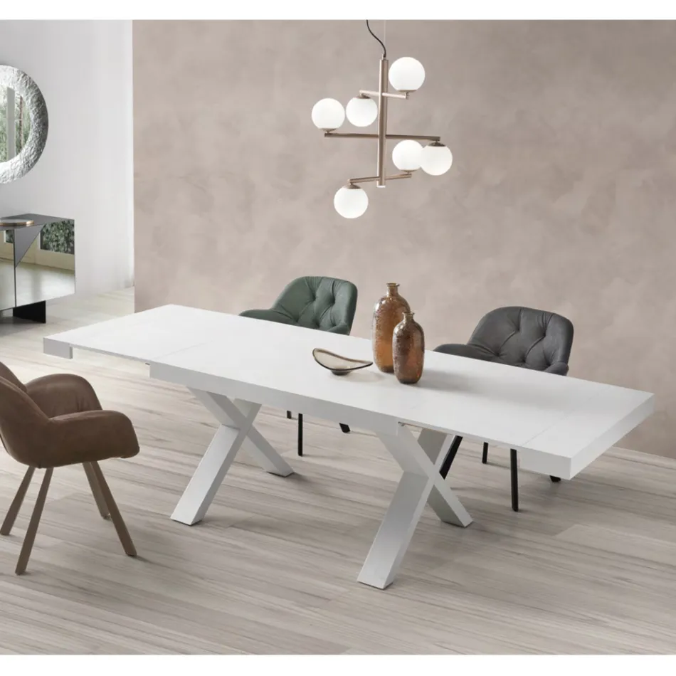 Eettafel uitschuifbaar tot 260 cm houteffect Made in Italy - Lenova Viadurini