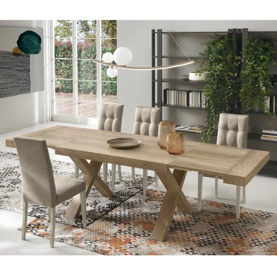 Eettafel uitschuifbaar tot 260 cm houteffect Made in Italy - Lenova Viadurini